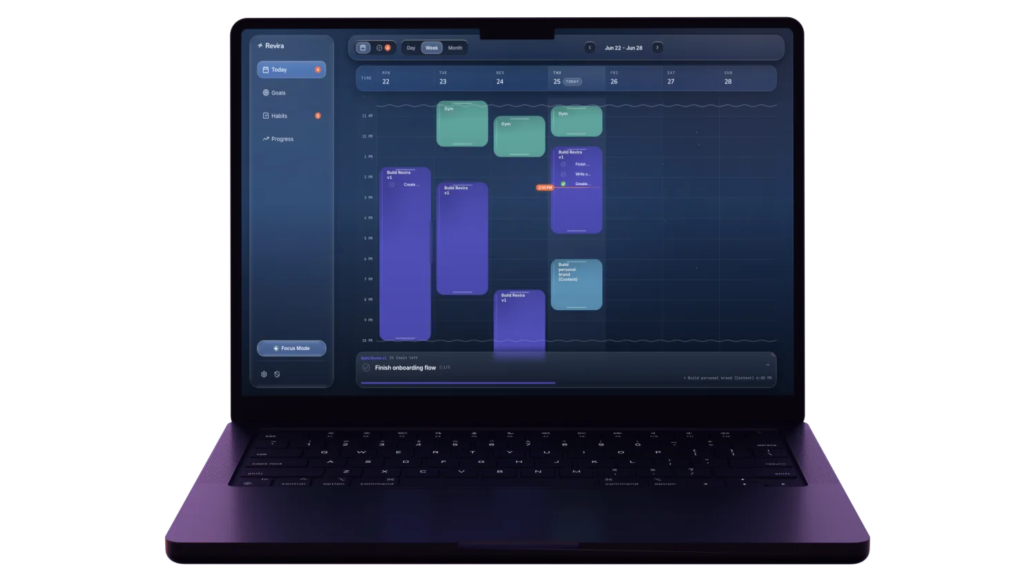 Revira timeline on desktop